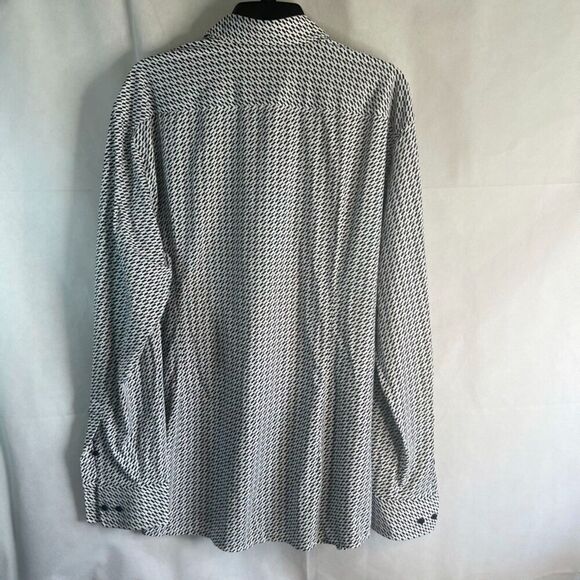 BOSSHugo Boss Slim Fit Long Sleeve Button Front Geo Print Men's Shirt Size 18/46 - Picture 2 of 11